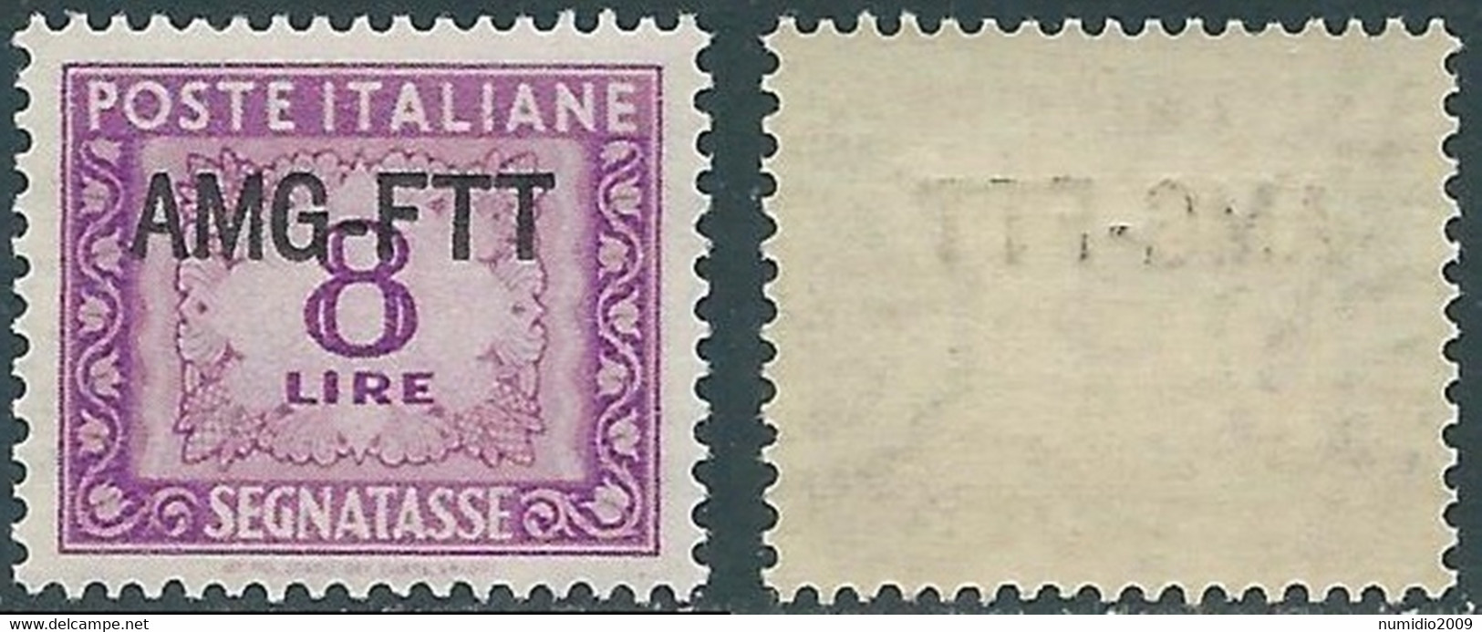 1949-54 TRIESTE A SEGNATASSE 8 LIRE DECALCO MNH ** - RE10-3 - Segnatasse