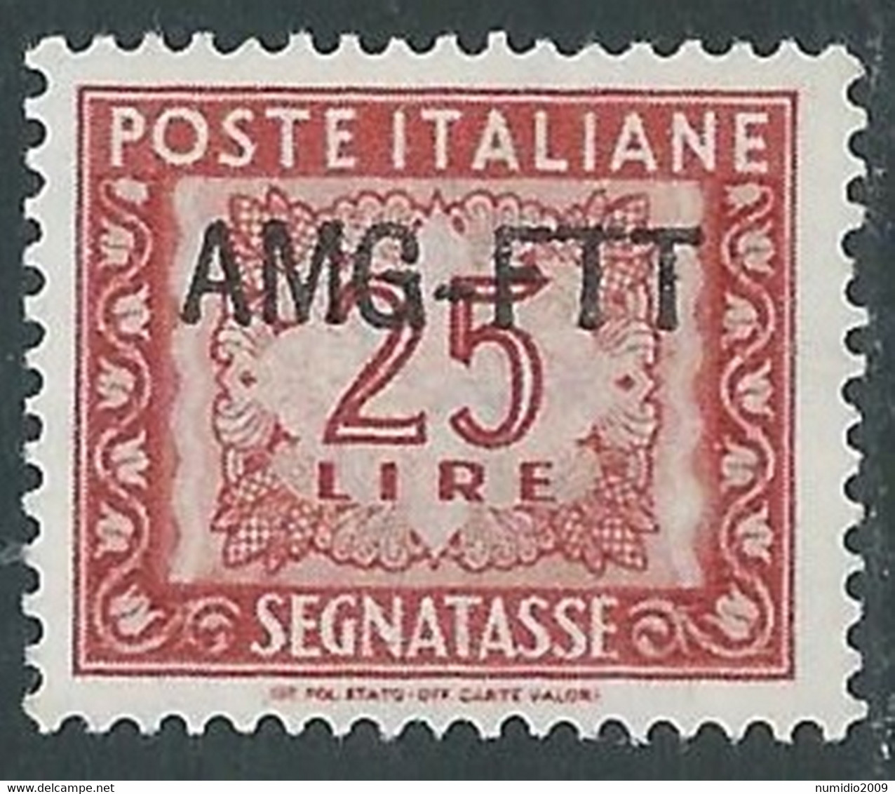 1949-54 TRIESTE A SEGNATASSE 25 LIRE MH * - RE10-8 - Segnatasse