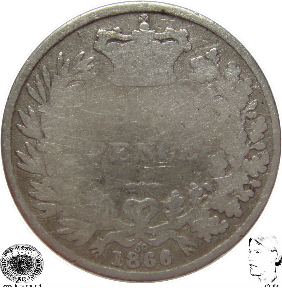 LaZooRo: Great Britain 6 Pence 1866 50 VG / F - Silver - H. 6 Pence