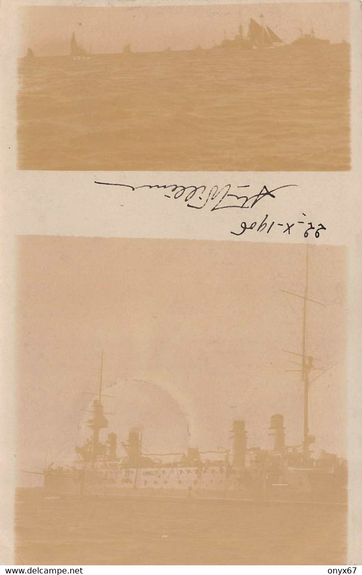 Carte Postale Photo BATEAU  DE GUERRE-Boat -Schiffe  - 1906  - - Guerre