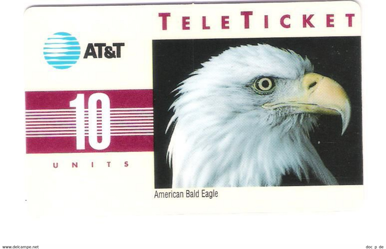 USA - Prepaid Card - Calling Card - Pre Paid Card - AT&T Tele Ticket - 10 Units - American Bald Eagle - Bird Vogel Adler - AT&T