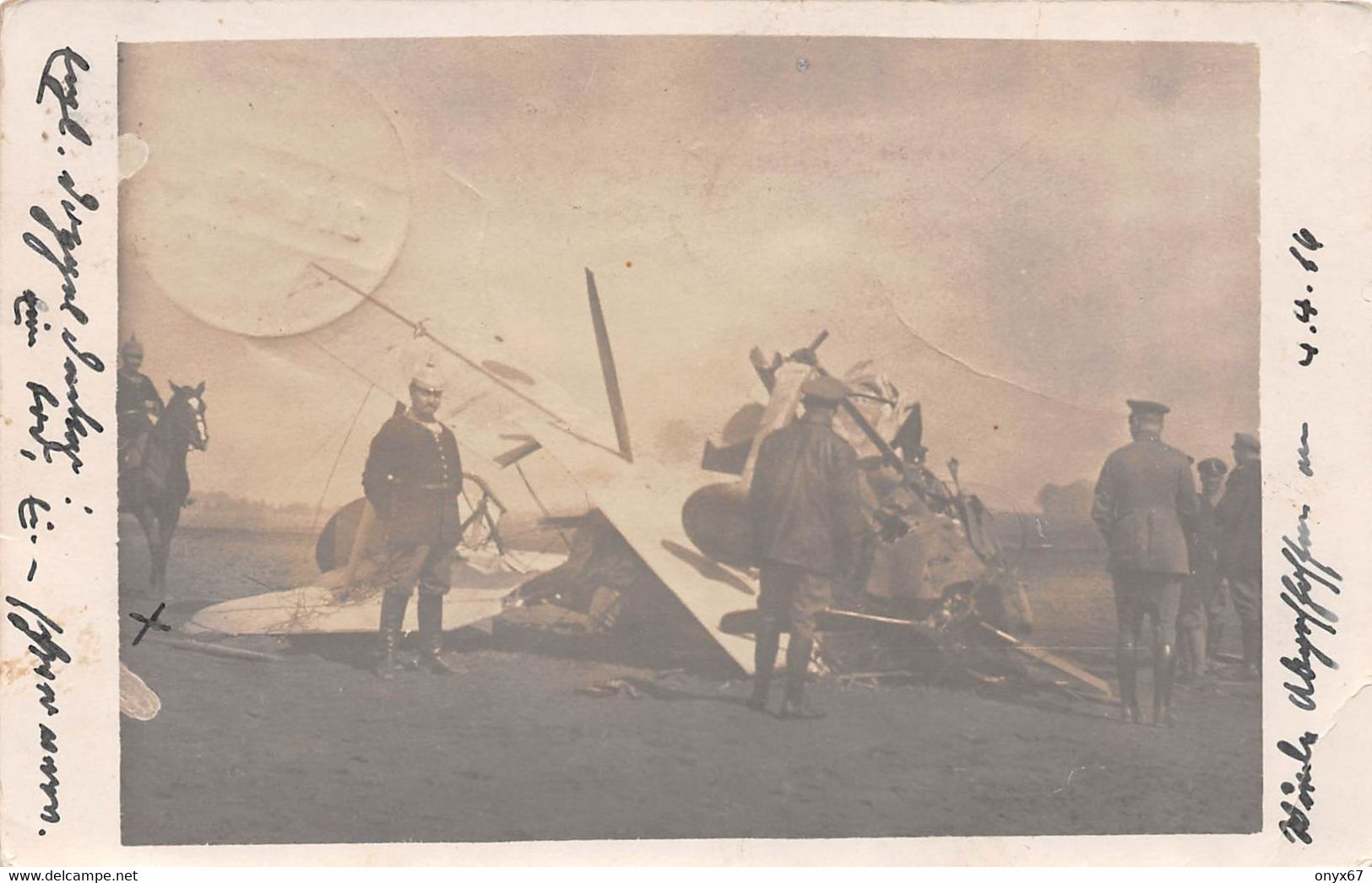 Carte Postale Photo AVIATION-AVION Anglais-English-Plane-Aviateur Anglais Krieg-War-Accident-Guerre-1916-RARE - Accidents