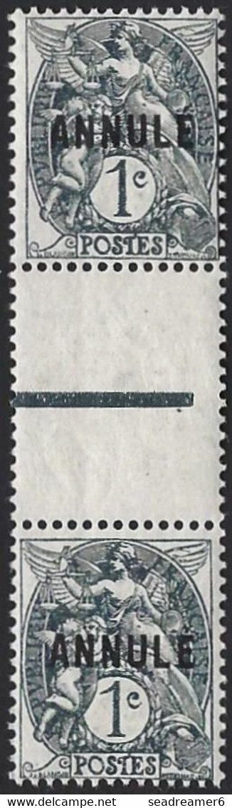 Cours D'instruction Type Blanc ANNULE N°107a CI-2** Paire Interpanneau Type 1a En Haut Et 1b En Bas RRR Signé Calves - 1900-29 Blanc