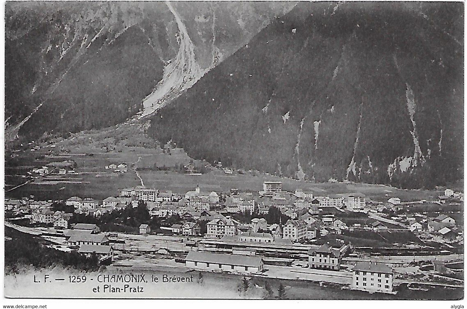 74 - CHAMONIX -  L.F. 1259 -  Le Brévent, Plan-Praz Et La Gare - CPA écrite En 1912 - Chamonix-Mont-Blanc