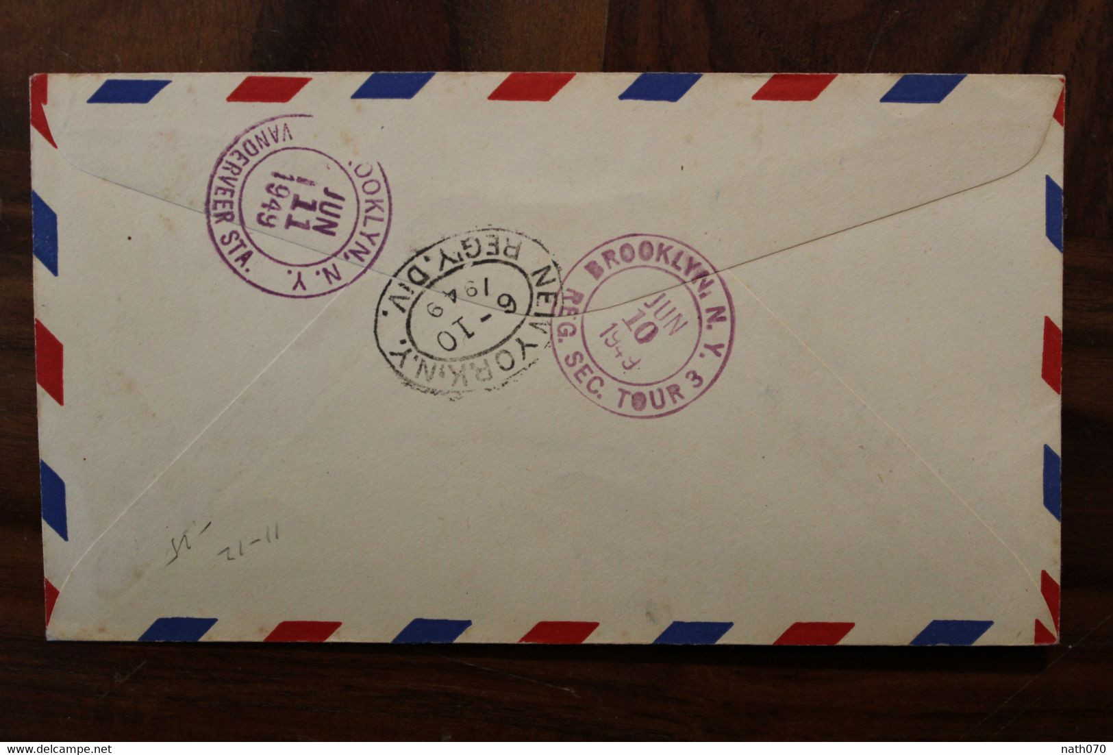 Cote Française Des Somalis France 1949 DJIBOUTI USA NY Par Avion Air Mail Colonie Cover Poste Aerienne Cinquantenaire - Covers & Documents