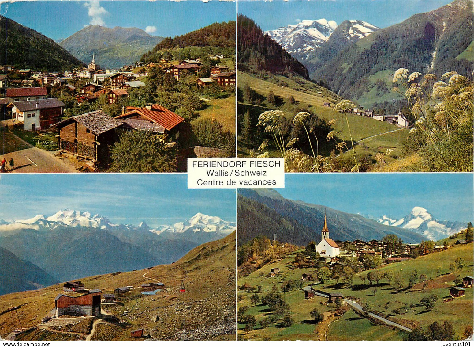 CPSM FIESCH - Feriendorf - Centre De Vacances - Kühboden Mit Mischabelgruppe , Ernen Mit Galenstock Matterhorn   L452 - Ernen