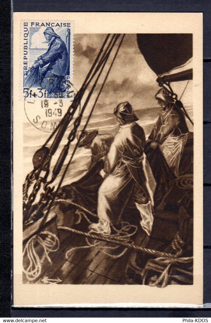 1949 " MARIN-PECHEUR " Sur Carte Maximum N°YT 824. Voir Les 2 Scans. CM à Saisir !!! - 1940-1949