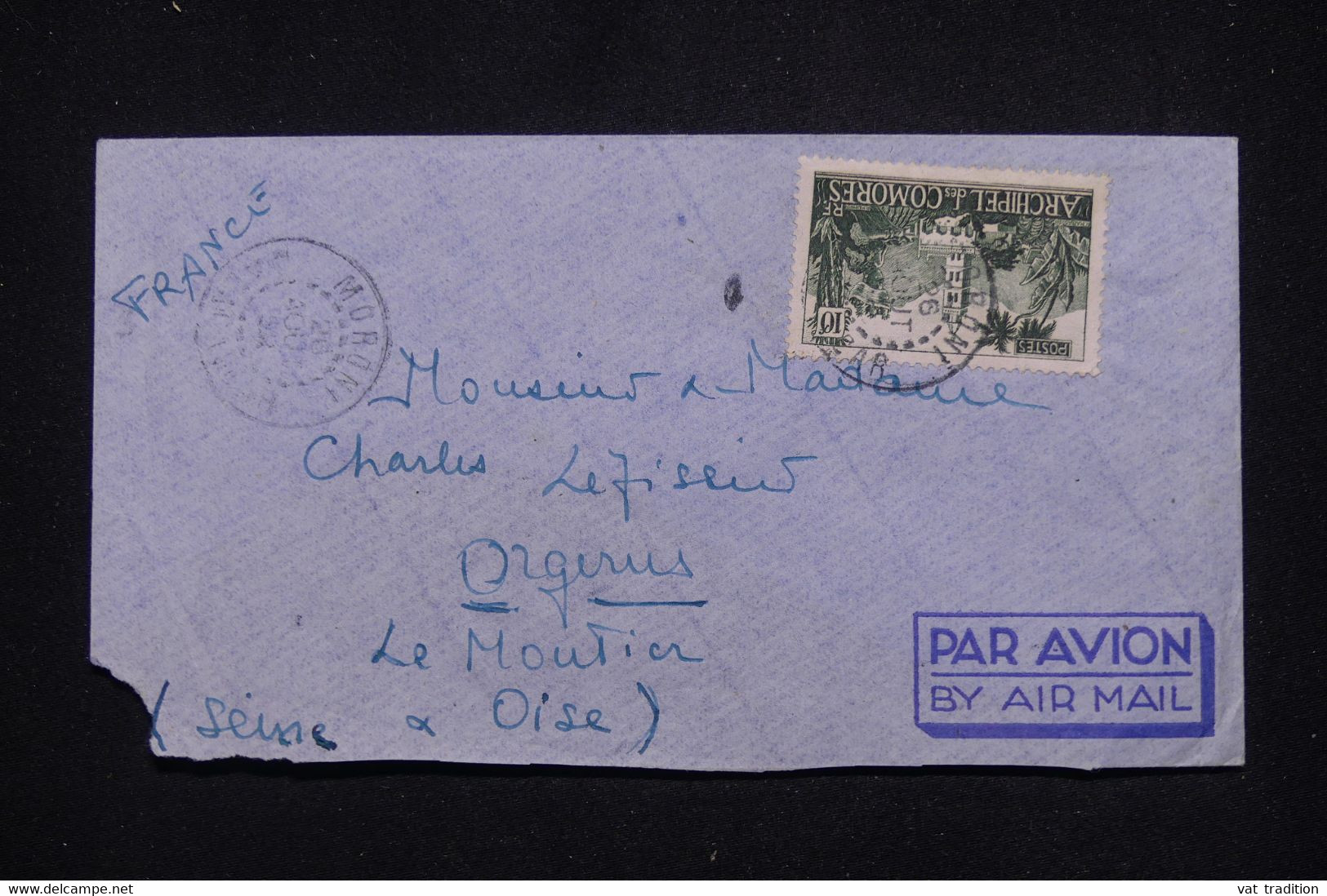 COMORES - Enveloppe De Moroni Pour La France ( Orgerus ) En 1952 Par Avion - L 93863 - Brieven En Documenten