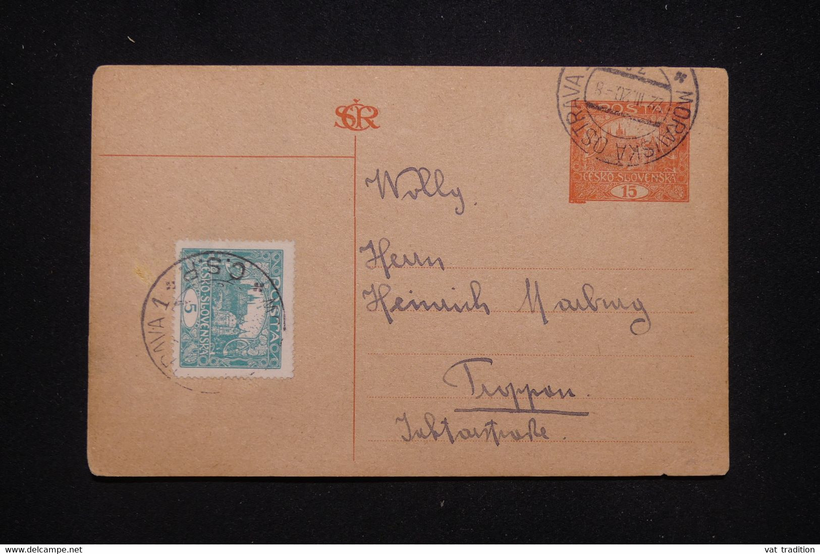 TCHÉCOSLOVAQUIE - Entier Postal + Complément De Moravska Ostrava En 1920 - L 93870 - Cartes Postales
