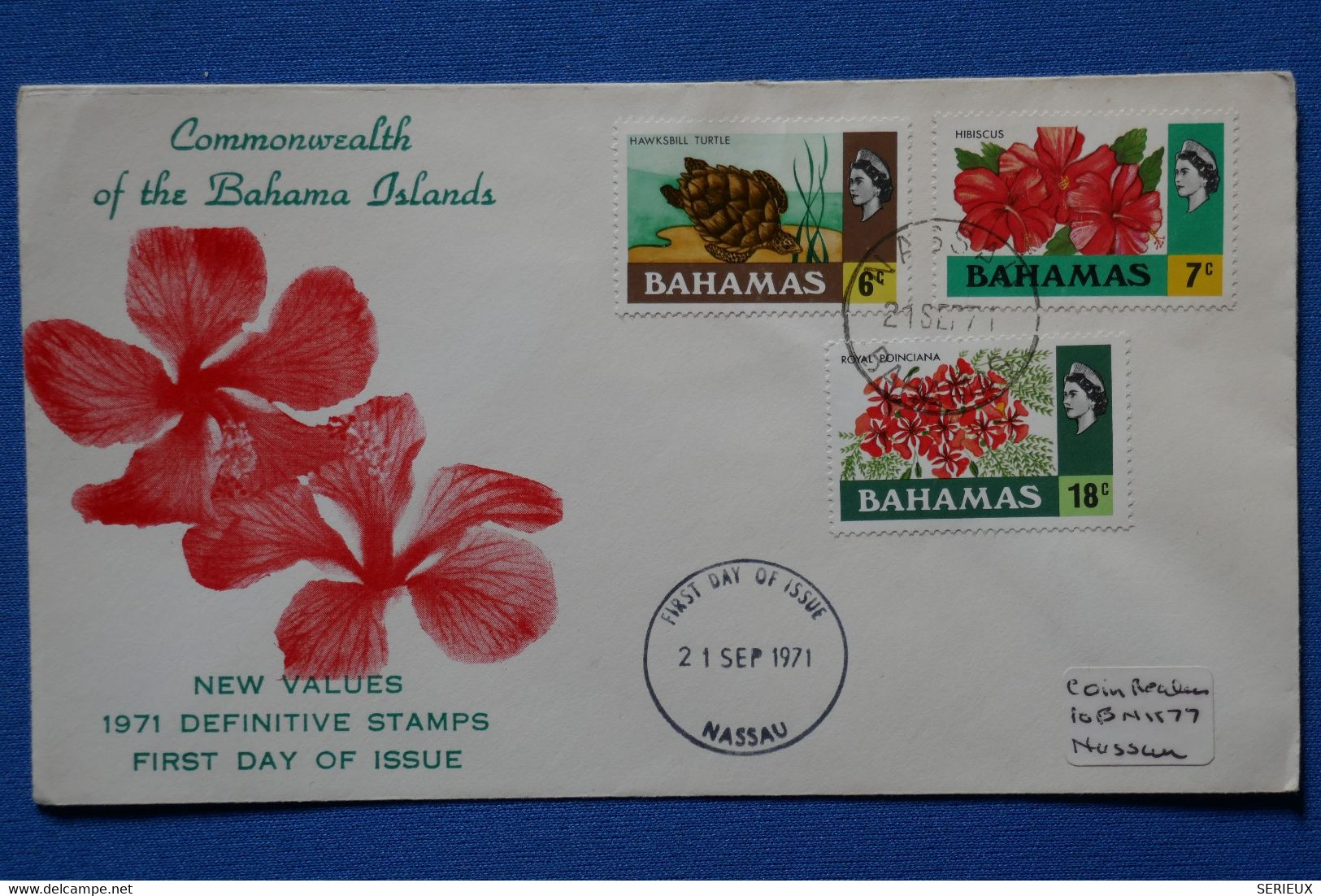 O21 BAHAMAS BELLE LETTRE 1971 PREMIER JOUR NASSAU  + AFFRANCH PLAISANT - 1963-1973 Autonomie Interne