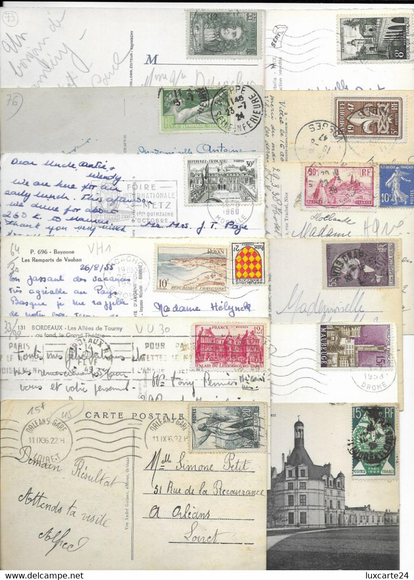 LOT 38 CARTES AVEC TIMBRES GRANDS FORMATS DIFFERENTS FRANCE . TOUTES SCANNEES - Collections