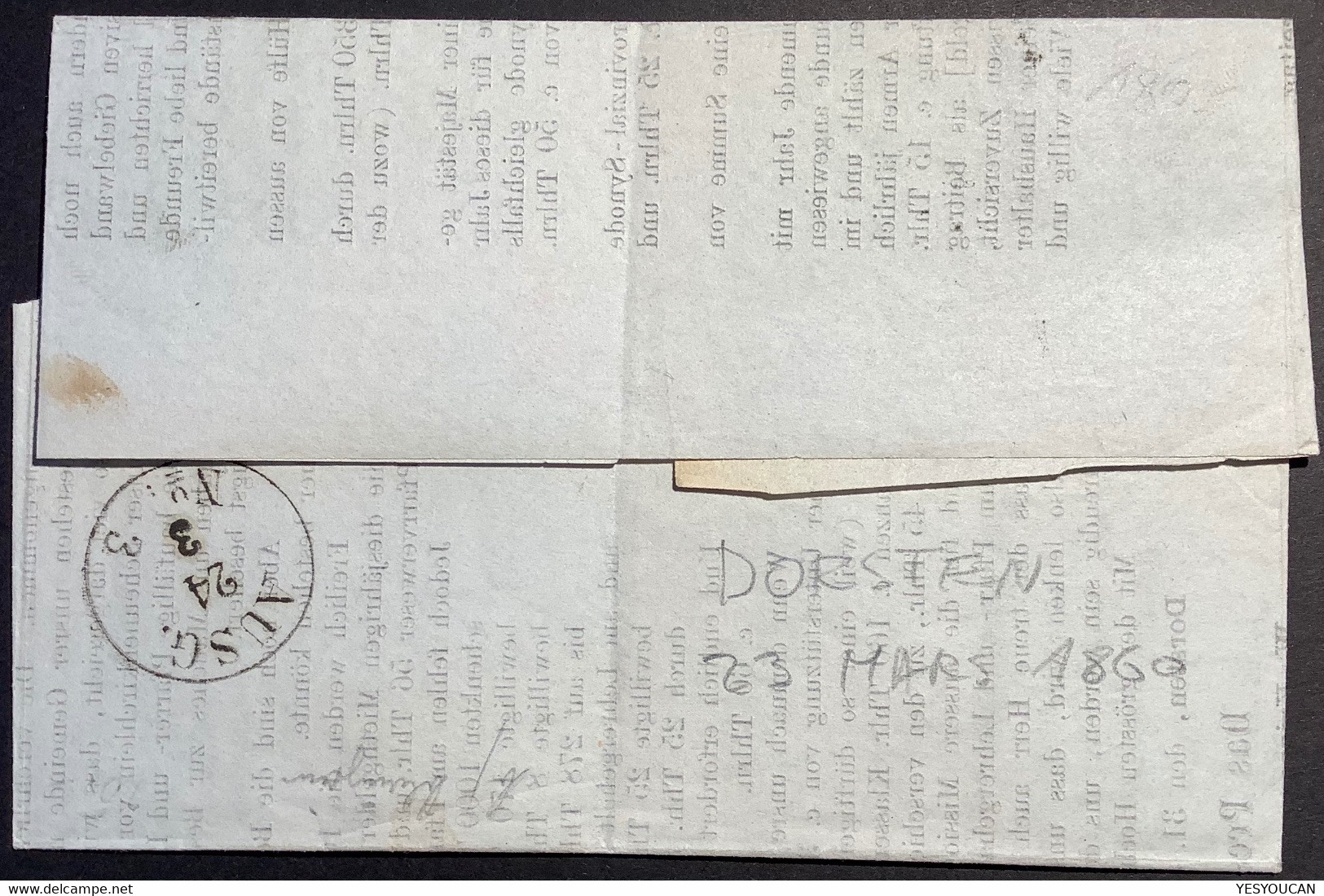 Preussen Mi. 9a DORSTEN Kabinett-Brief Evangelische Kirche Drucksache1860>Minden 1858 4 Pf(Westfalen Arnsberg  Dortmund - Briefe U. Dokumente