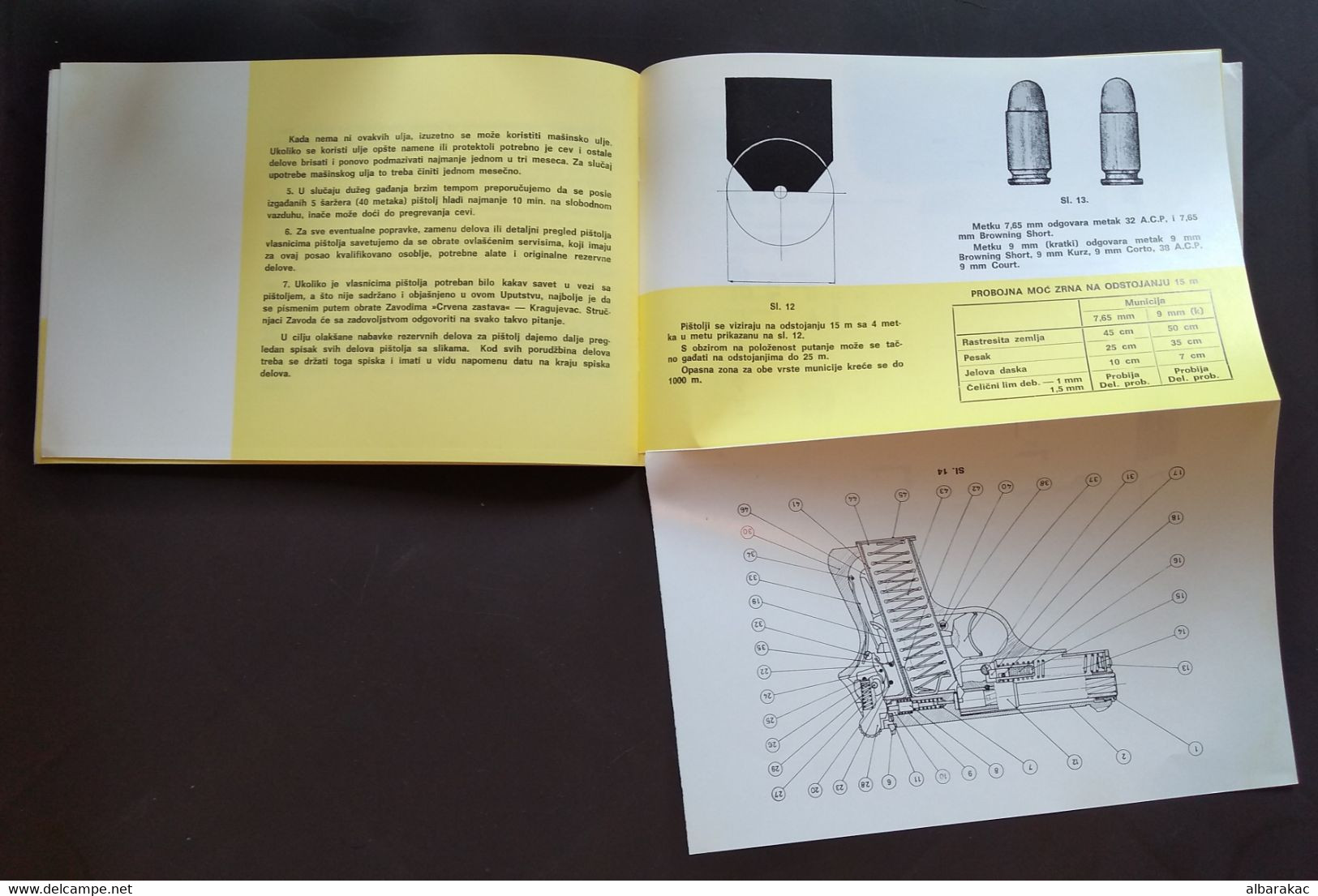 Yugoslavia - Pistol Handgun Shooter Brochure - Mod 70 Cal. 7,65 mm and 9 mm