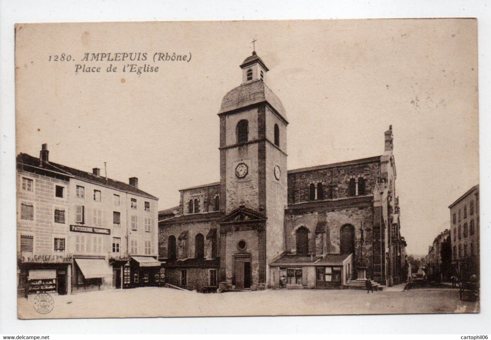 - CPA AMPLEPUIS (69) - Place De L'Eglise 1923 - Edition Farges 1280 - - Amplepuis
