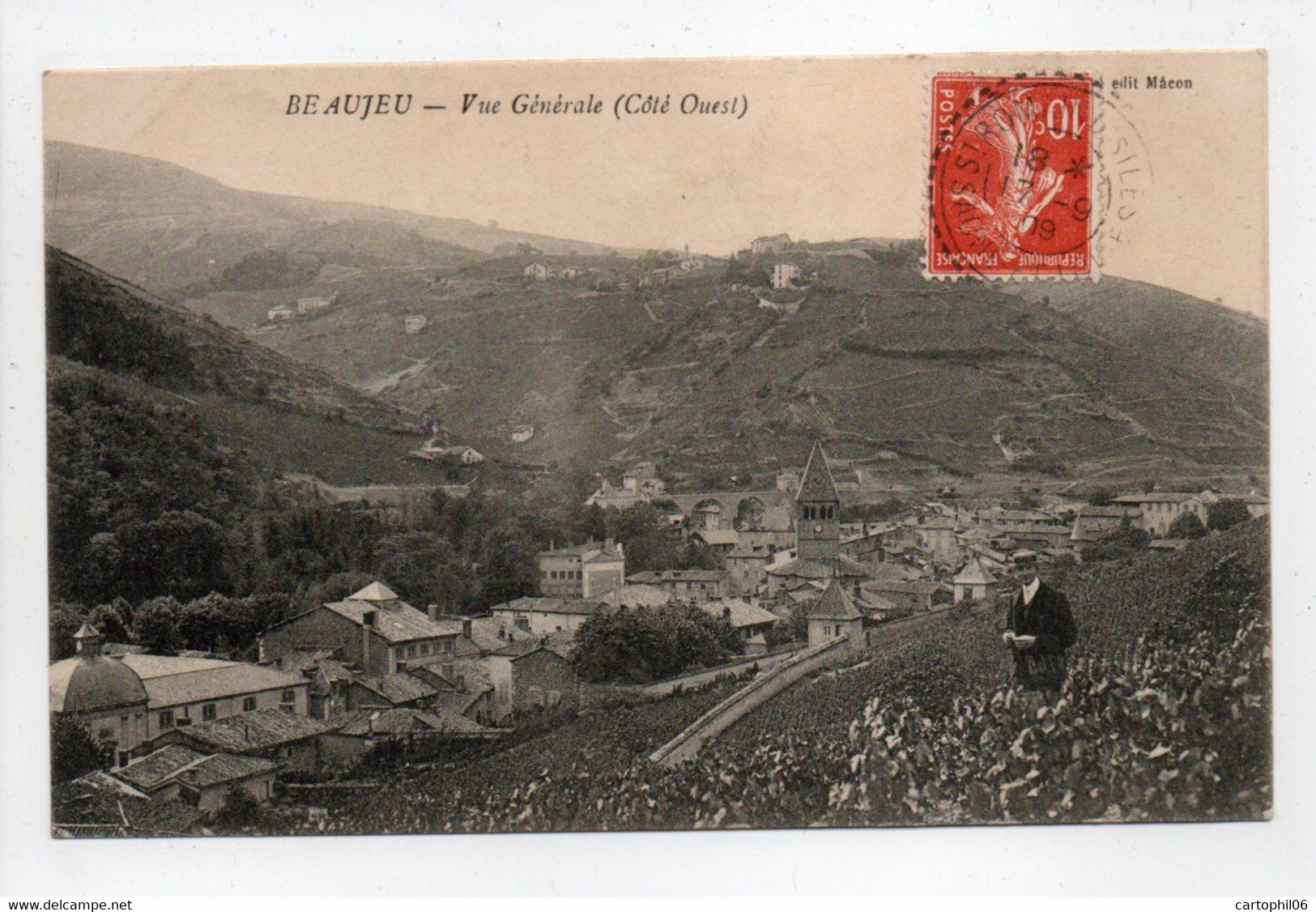 - CPA BEAUJEU (69) - Vue Générale 1909 (Côté Ouest) - - Beaujeu