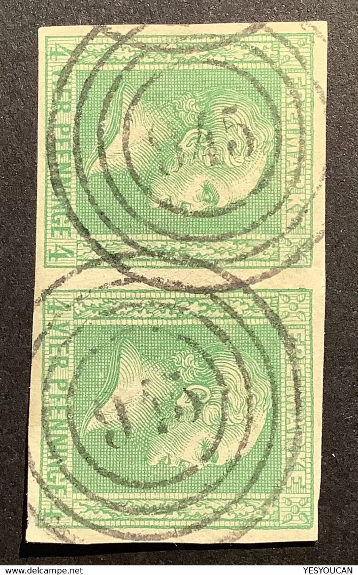 Preussen Mi. 9a SELTEN MIT NR-STEMPEL KABINETT-PAAR 1858 4 Pf Stempel 945 Meurs / Mörs (Rheinland Düsseldorf - Usados