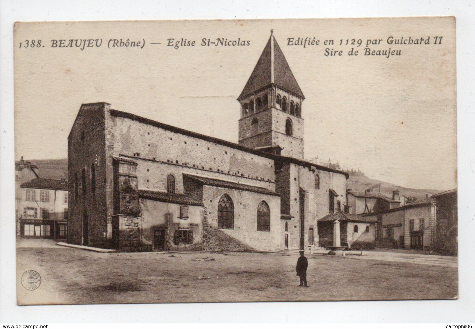 - CPA BEAUJEU (69) - Eglise St-Nicolas 1917 - Edition Farges 1388 - - Beaujeu