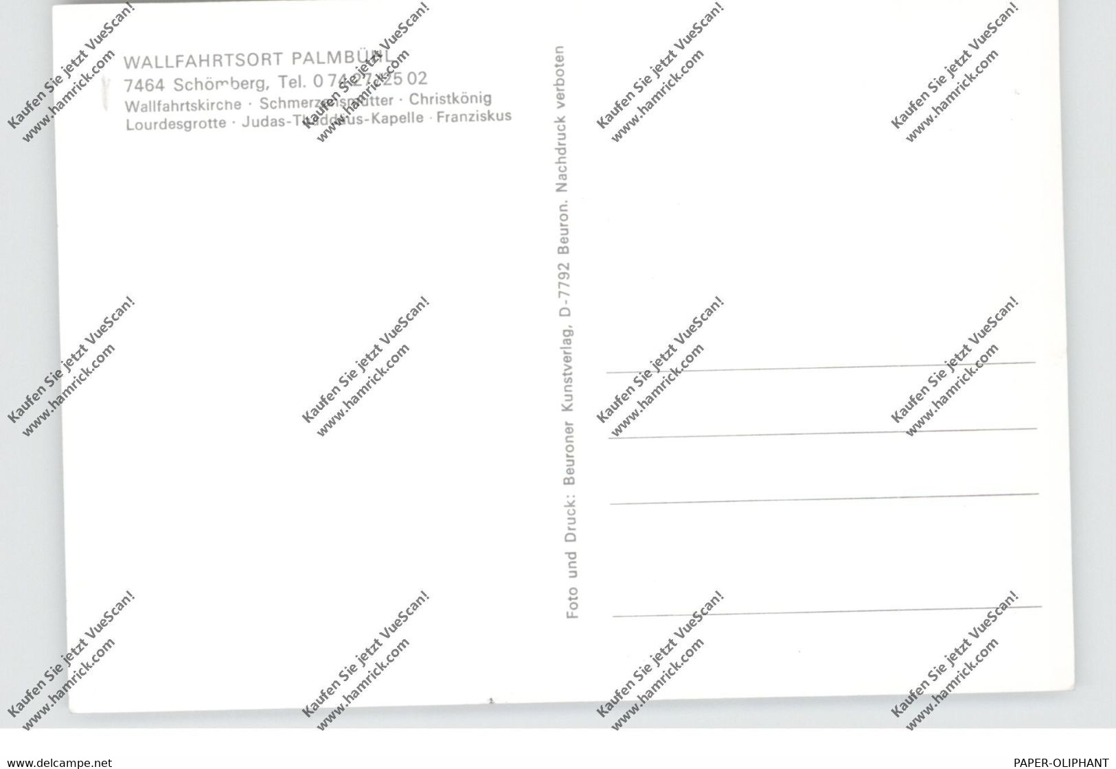 7464 SCHÖMBERG - PALMBÜHL, Wallfahrtsort - Schömberg