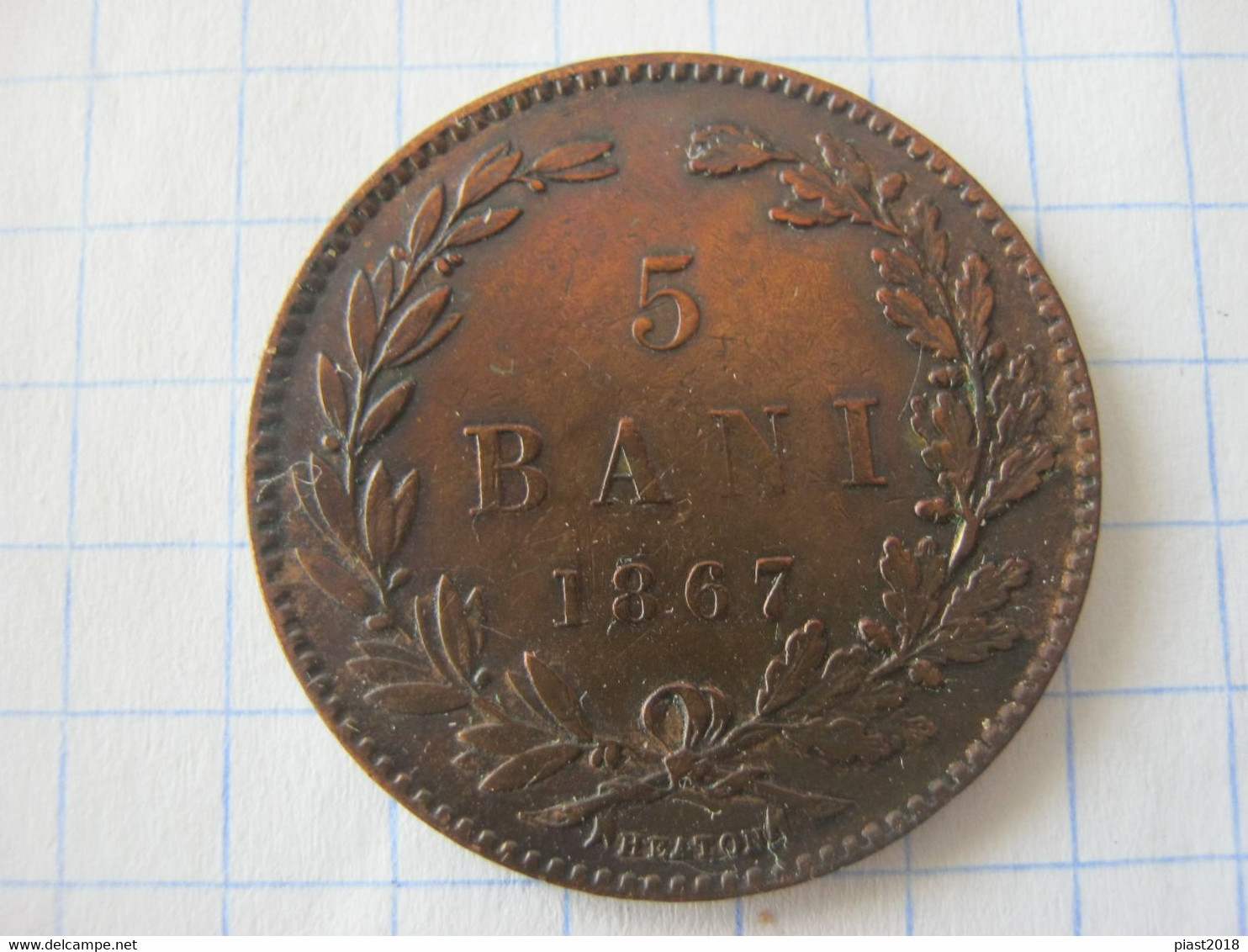 Romania 5 Bani 1867 Heaton - Romania