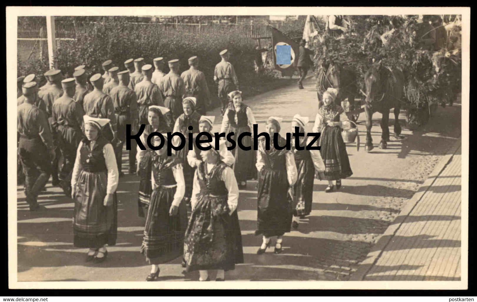 ALTE FOTO POSTKARTE SIMMERN UMZUG VERM. ERNTEDANK FEST FLAGGE 30ER JAHRE TRACHT MILITÄR PHOTO GUSTAV HOEVEL Cpa AK - Simmern