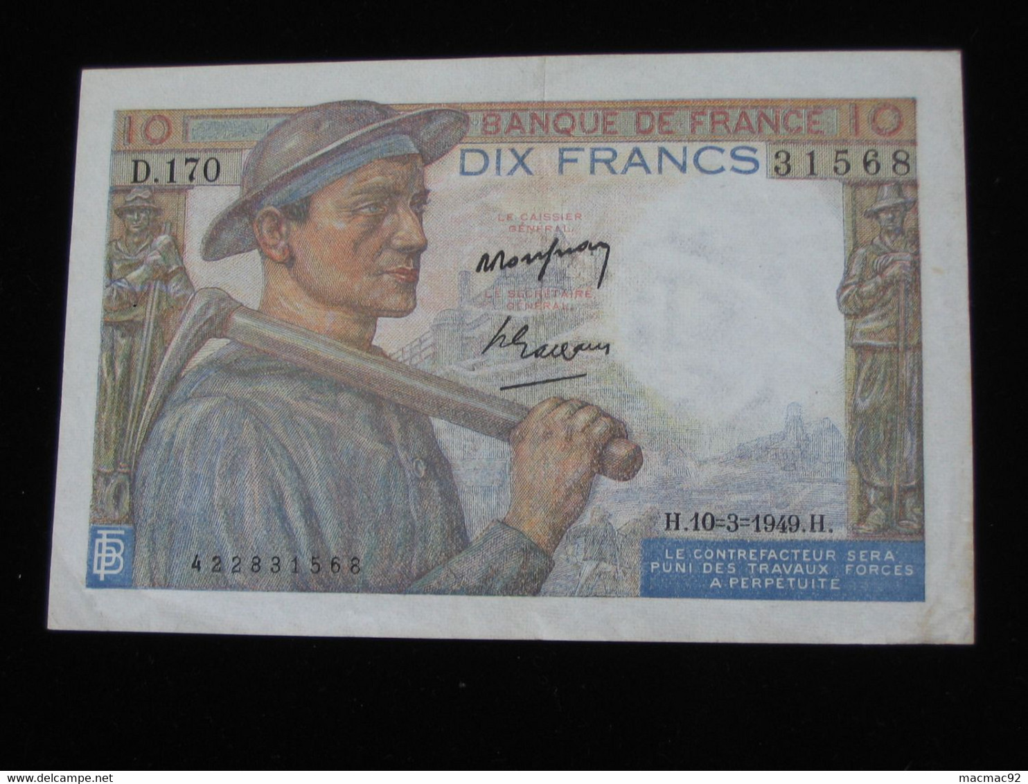 10 Dix Francs MINEUR  10=3=1949   **** EN ACHAT IMMEDIAT **** - 10 F 1941-1949 ''Mineur''