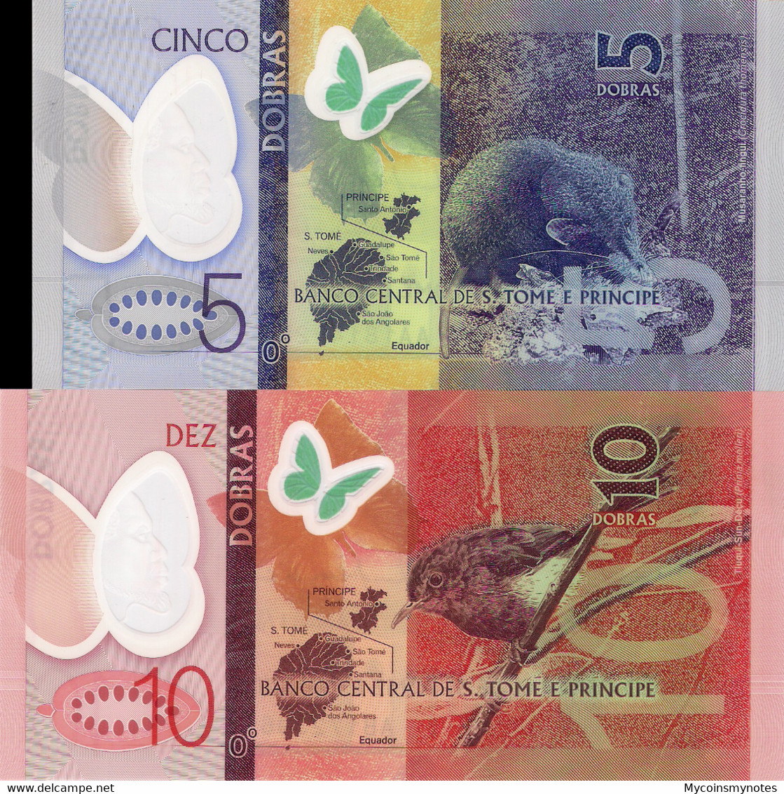 SÃO TOMÉ And PRÍNCIPE, 5 And 10 Dobras, P70/71, 2016 (2018), Prefix AA/AB UNC - Sao Tome And Principe