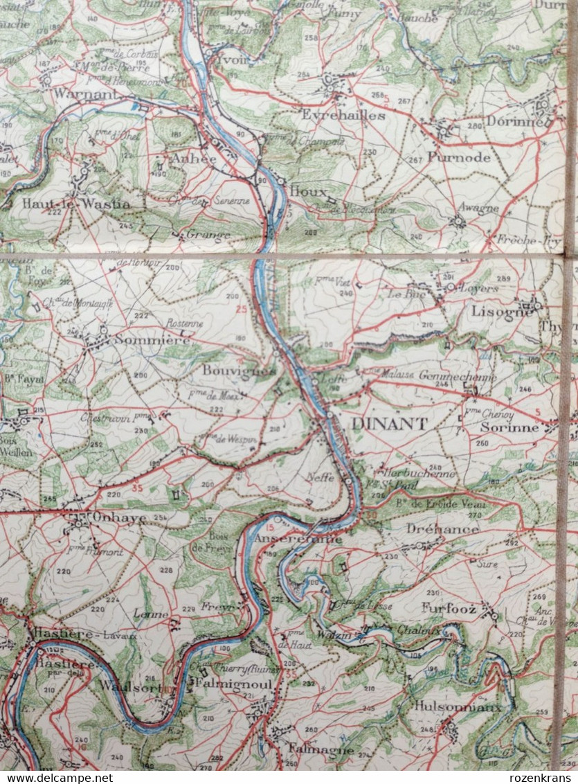 Carte Topographique Toilée Militaire STAFKAART 1907 Dinant Hastiere Givet St Hubert Ciney Nassogne Han S Lesse Rochefort - Cartes Topographiques