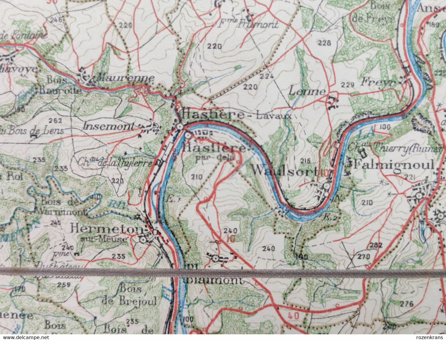 Carte Topographique Toilée Militaire STAFKAART 1907 Dinant Hastiere Givet St Hubert Ciney Nassogne Han S Lesse Rochefort - Cartes Topographiques