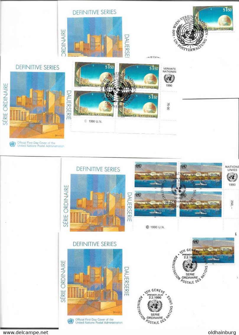 6047o: UNO Wien, UNO Genf: Freimarken 1990 Speziallot Mit Hoher 5 Franken- Ausgabe - Brieven En Documenten