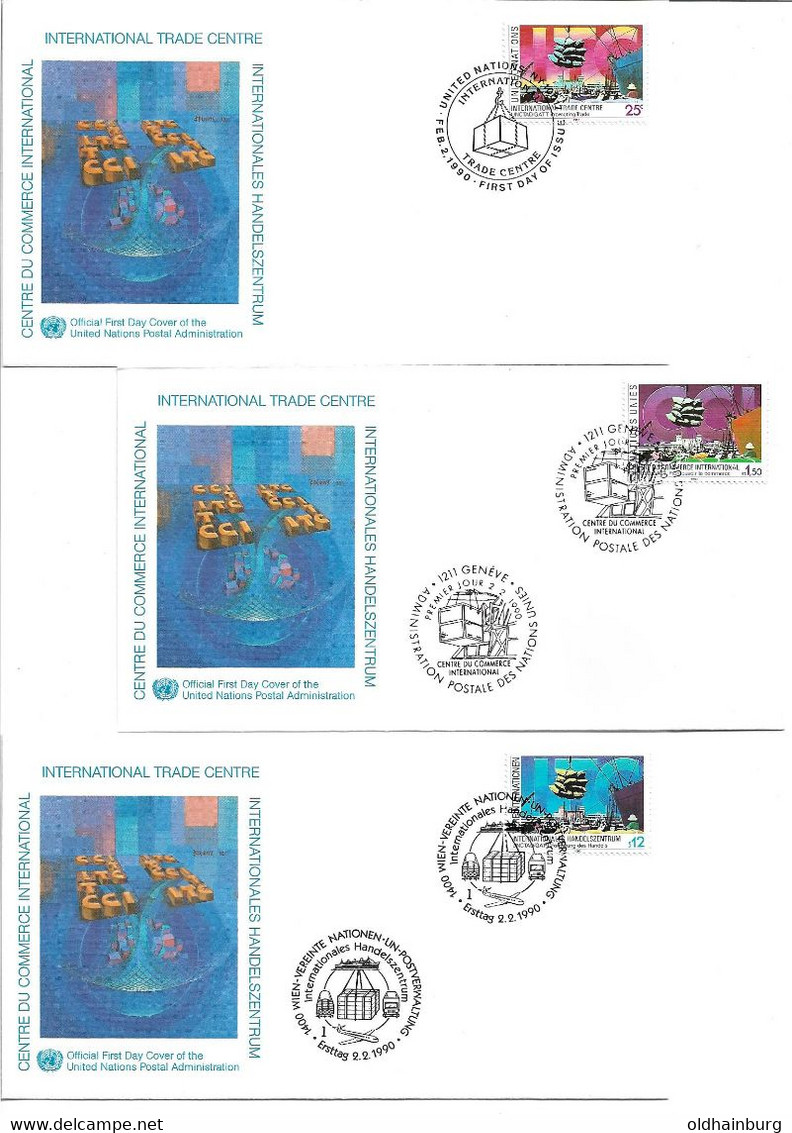 6047r: UNO Wien, UNO Genf, UNO NY: Internationales Handelszentrum Spezialsammlung Alle FDCs - Covers & Documents