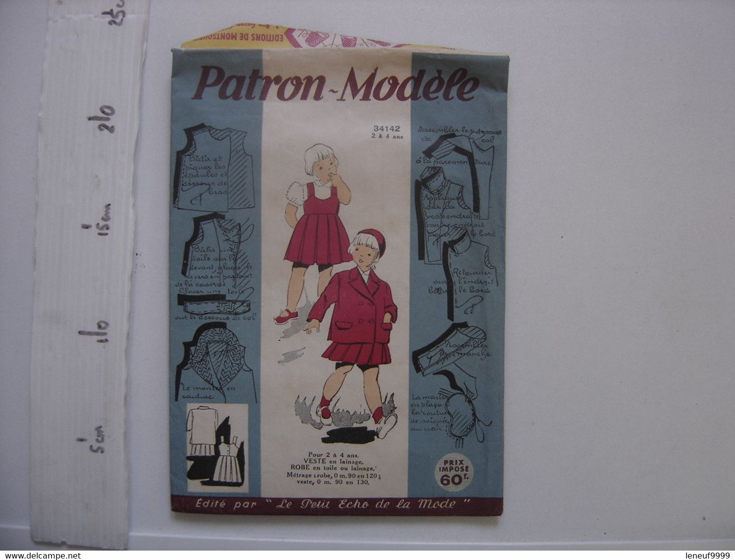 PATRON VINTAGE Patroon PETIT ECHO De La MODE Veste Robe 34 142 Pieces Predecoupees - Patrones