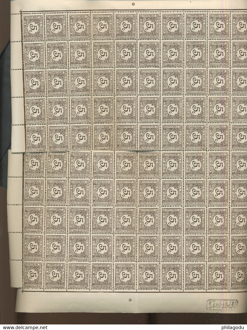 Taxe 66 ** 5c ** En Feuille De 50.  Cote 25,- Euros. Quasi Deux Demi Ne Tiens Plus Que Par Un Tp - Unused Stamps