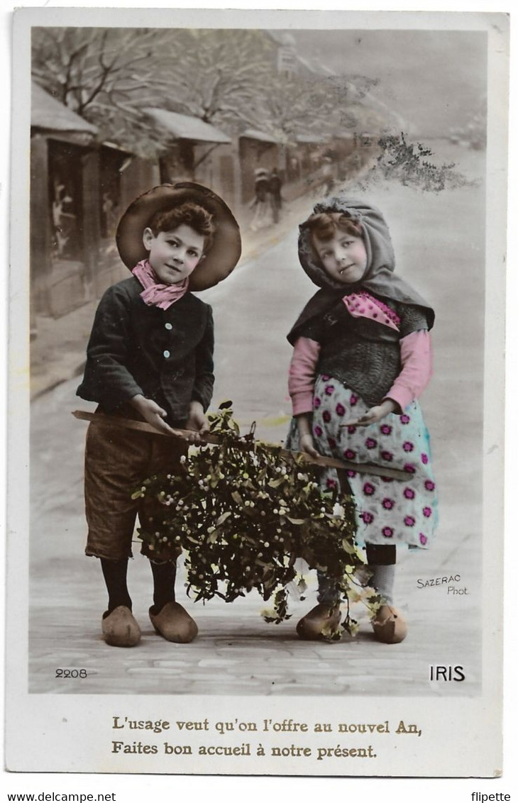 L330A0263 - Couple D'enfants Avec Du Gui - "L'usage Veut Qu'on L'offre Au Nouvel An..." -  Iris N°2208 - Sazerac - Taferelen En Landschappen