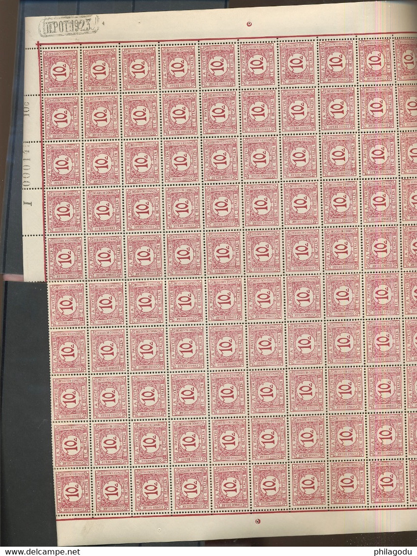 Taxe 66 Et 67 ** 5 Et 10c ** En Feuille De 100.  Cote 100,- Euros. Juste Pliée En Deux - Unused Stamps