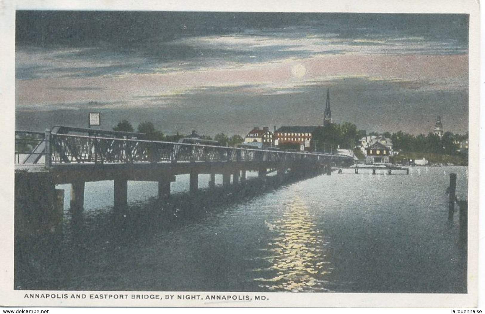 U S A : ANNAPOLIS  AND EASTPORT BRIDGE , By Night . - Annapolis