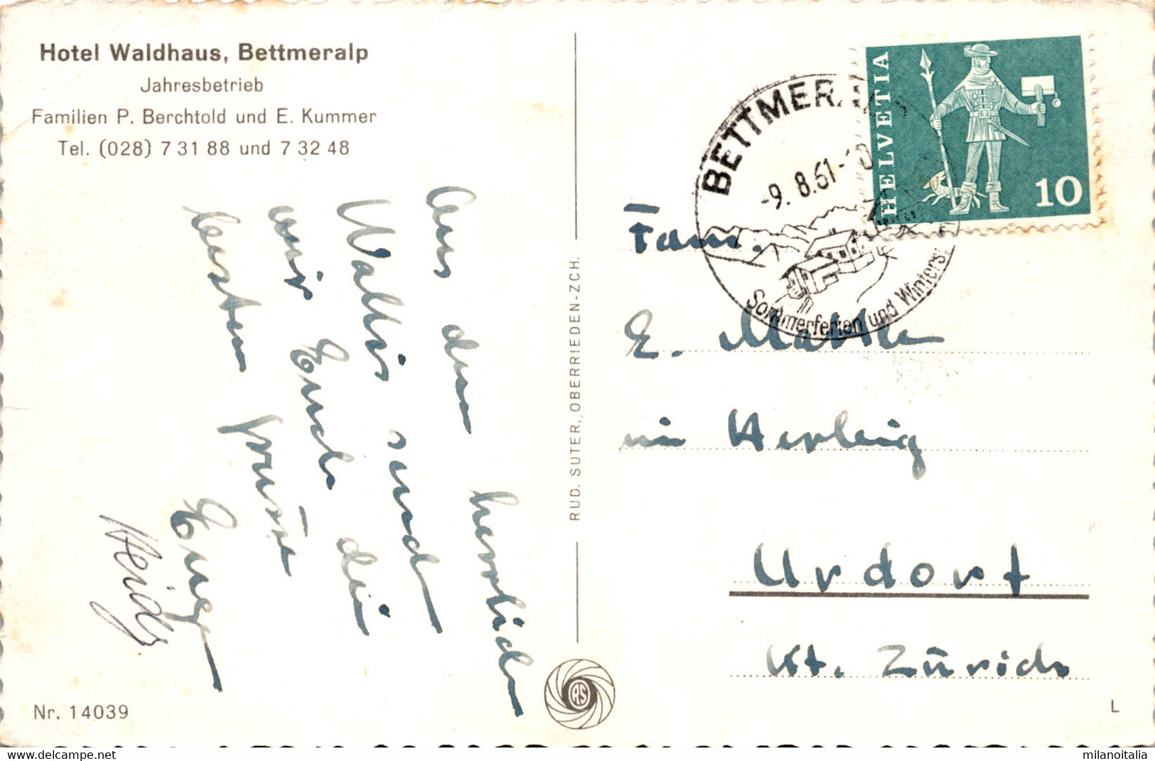 Hotel Waldhaus, Bettmeralp (14039) * 9. 8. 1961 - Bettmeralp