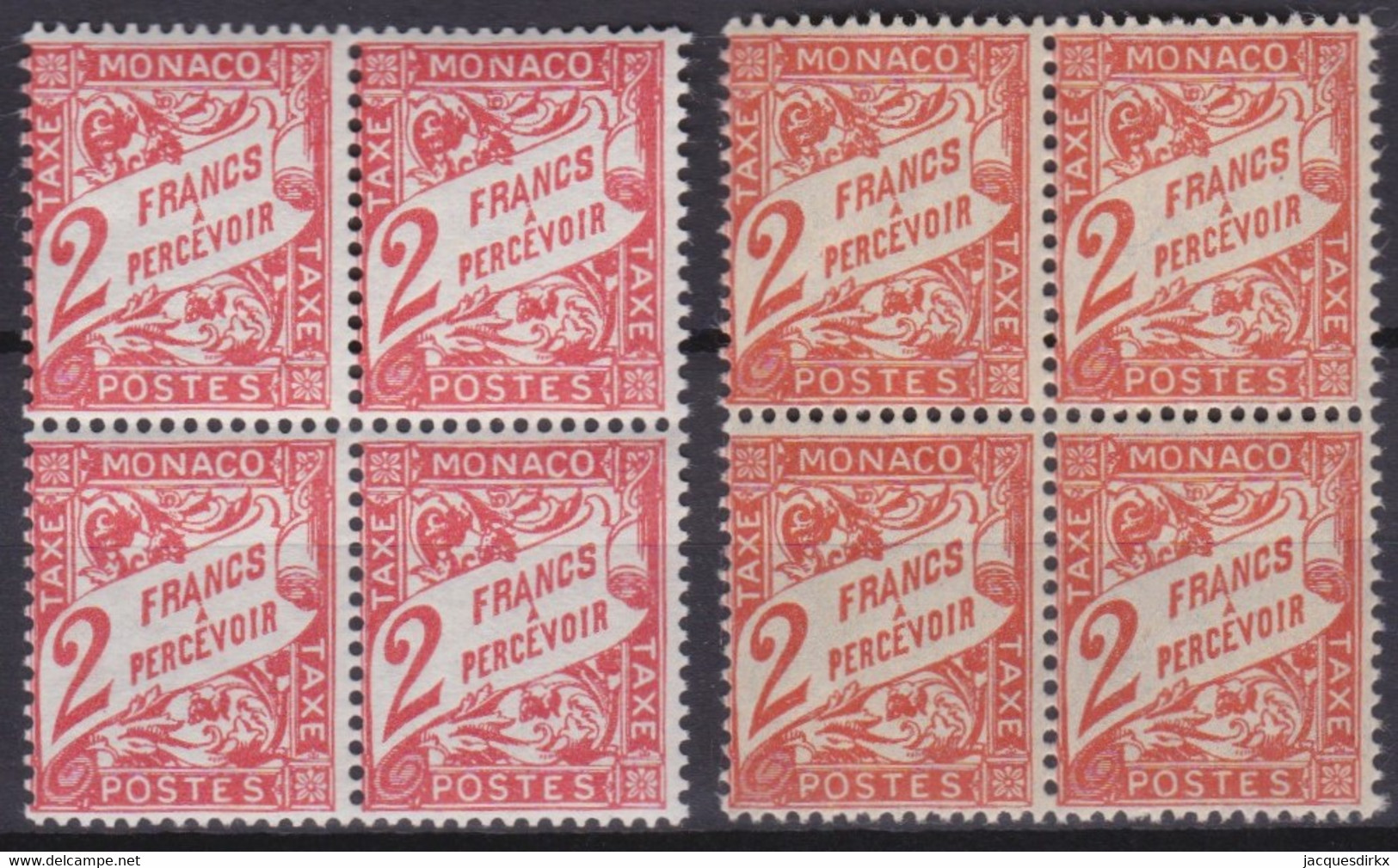 Monaco   .  Yvert   .  TX 24+24a  Blocs De 4   .   **    .   Neuf Avec Gomme Et SANS Charnière - Postage Due