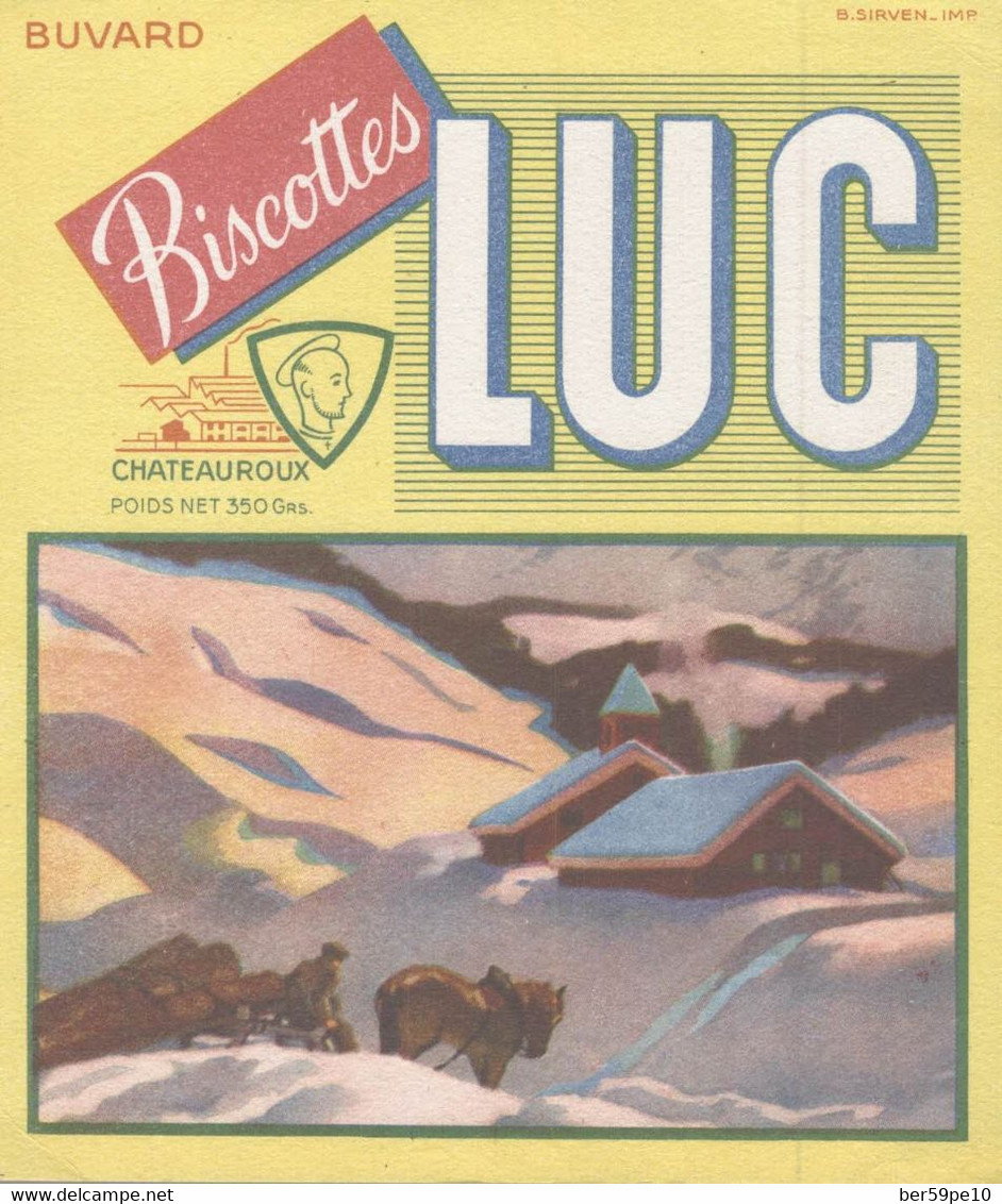 BUVARD BISCOTTES LUC TRANSPORT DE BOIS DANS LA NEIGE - Biscottes