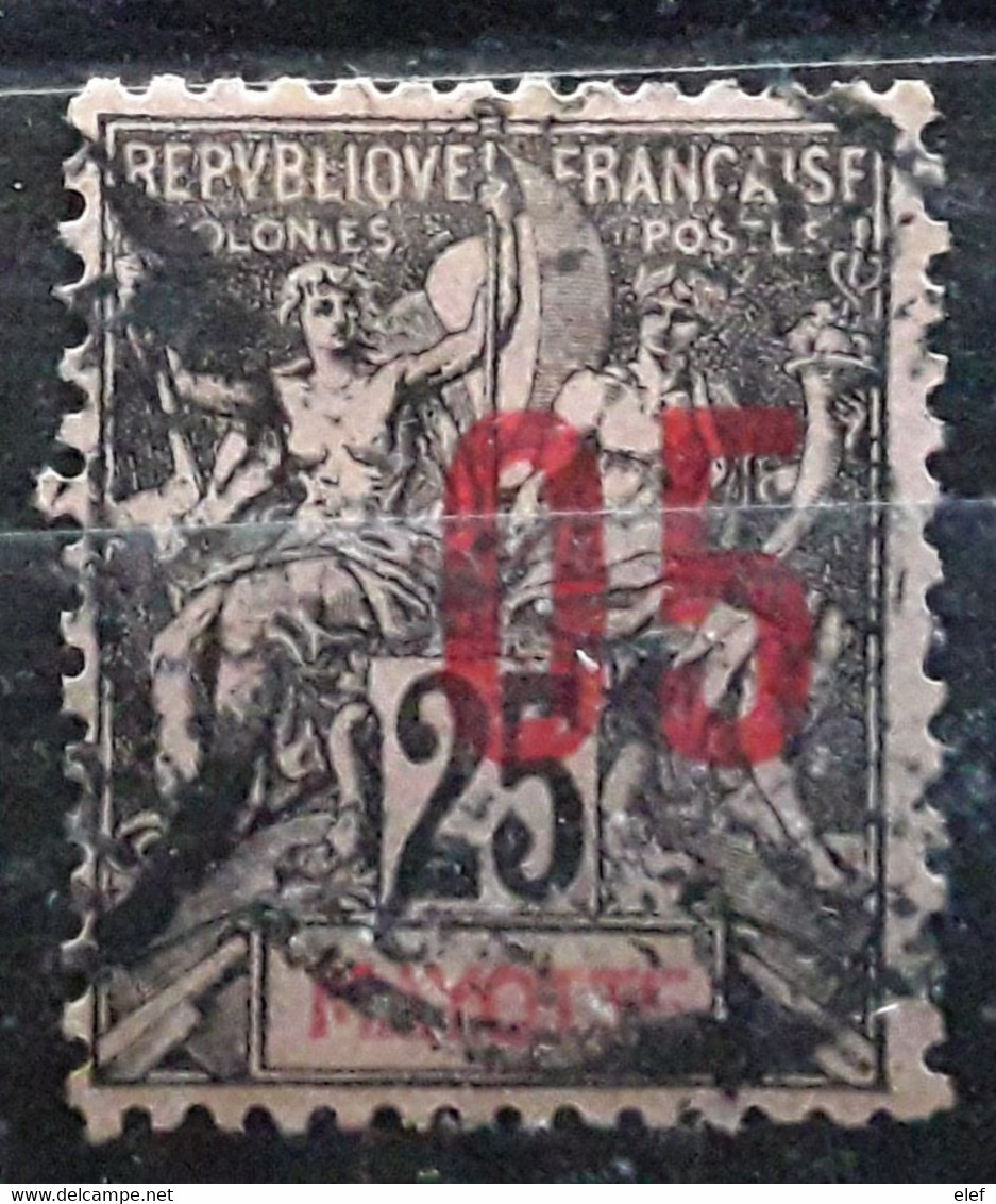 MAYOTTE  1912  Type Groupe Surchargé  Yvert No 25, 05 Sur 25c Noir Sur Rose  VARIETE SURCHARGE DÉCALÉE,  O TB - Oblitérés