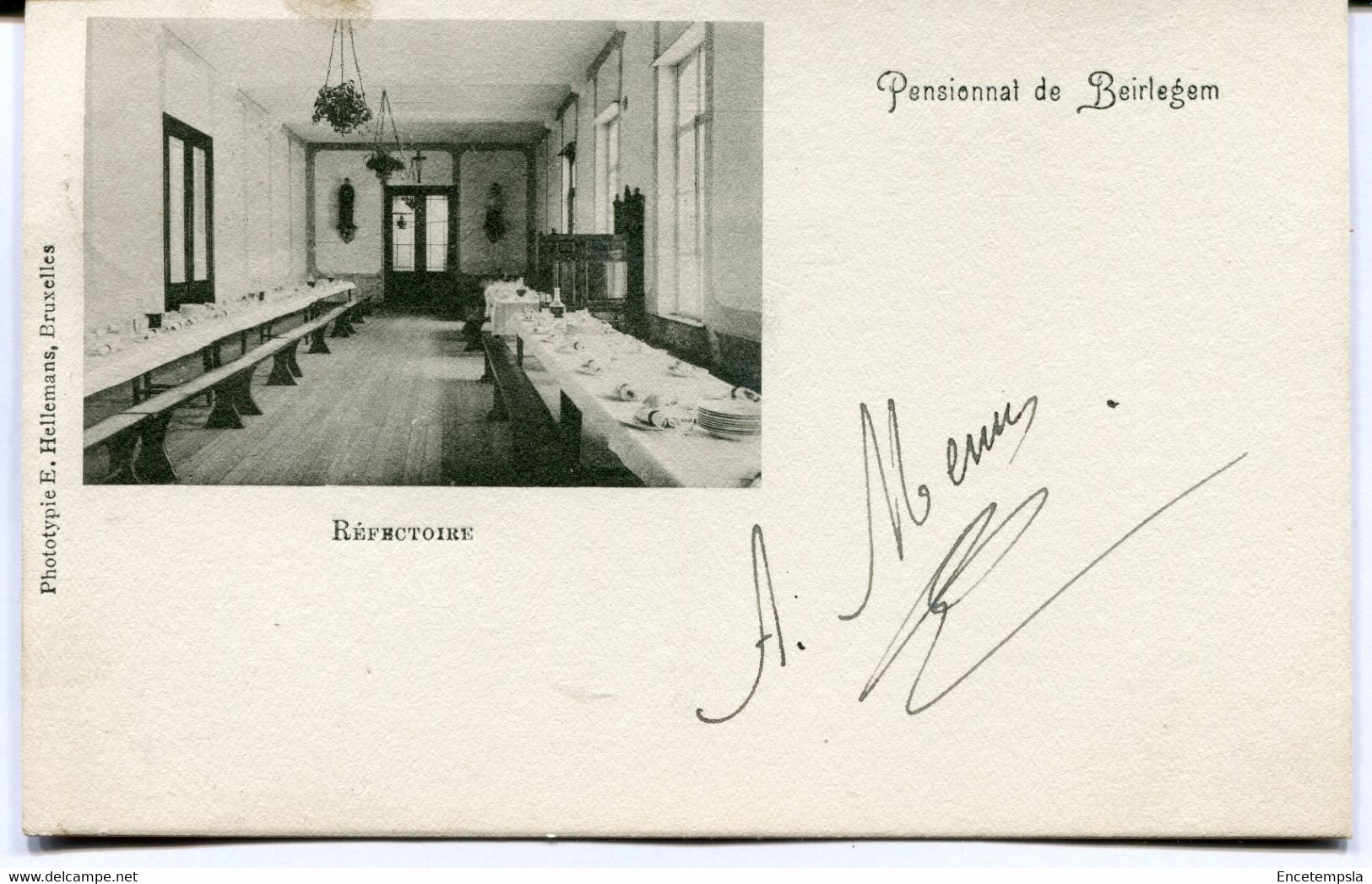 CPA - Carte Postale - Belgique - Pensionnat De Beirlegem - Réfectoire - 1904 (AT16533) - Zwalm