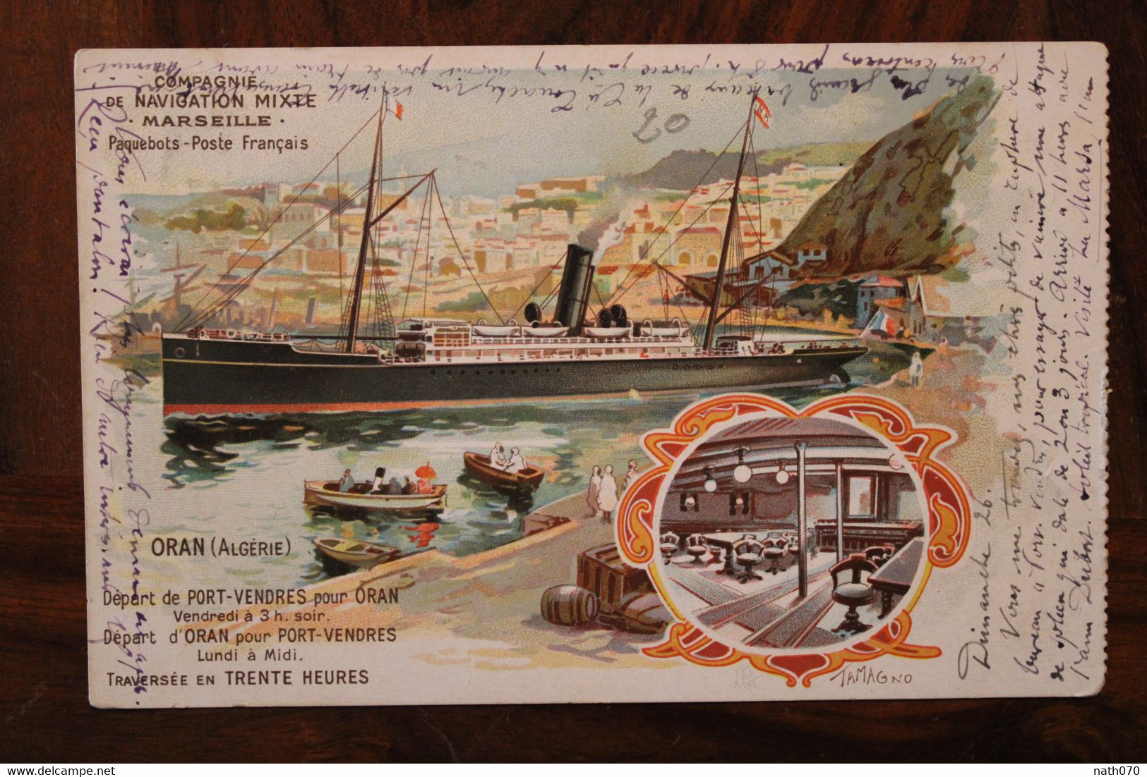 CPA Ak 1902 France Algérie Compagnie De Navigation Mixte Marseille Paquebots Poste Français Départ Port Vendres - Passagiersschepen