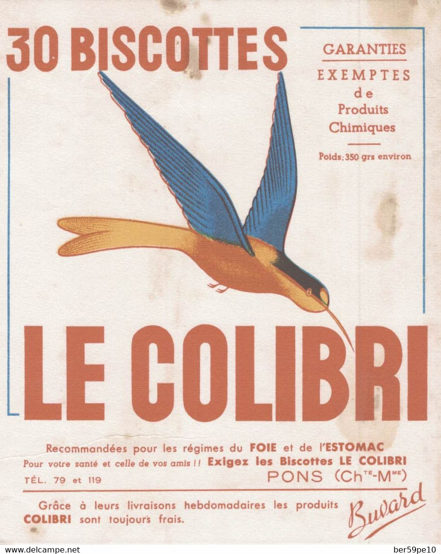 BUVARD BISCOTTES LE COLIBRI - Biscottes