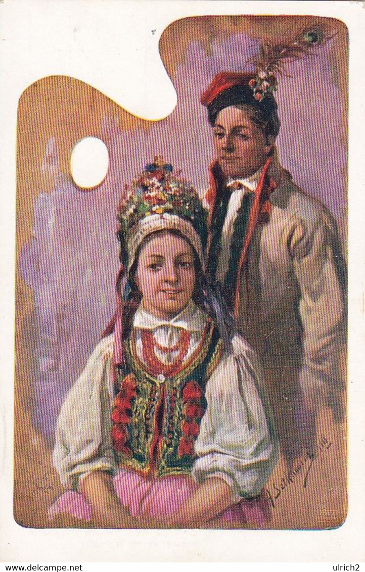 AK Polnische Tracht - A. Setkowicz - Salon D Peintres Polonais à Cracovie - Feldpost K.u.k. 3/9 Sappeurkomp 1917 (55459) - Europa