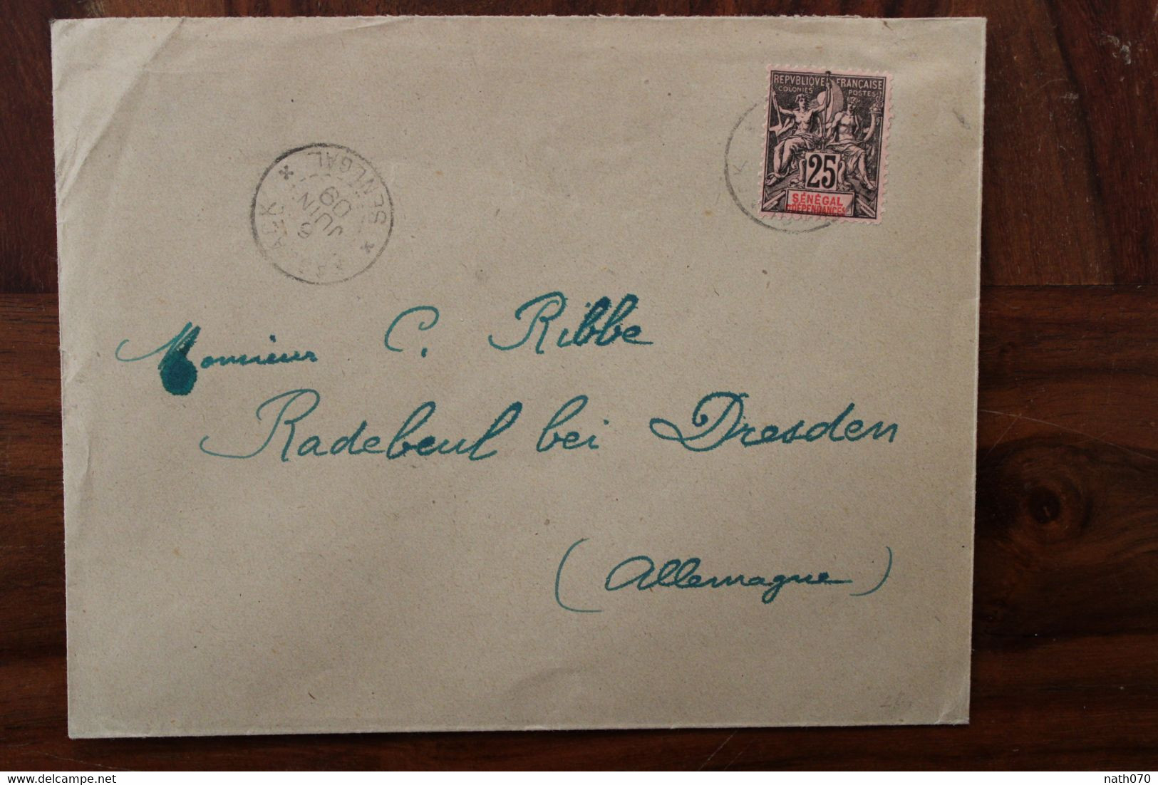 Senegal 1909 France Kaolack Cover Enveloppe Colonie French Pour Radebeul Bei Dresden Allemagne Germany - Briefe U. Dokumente