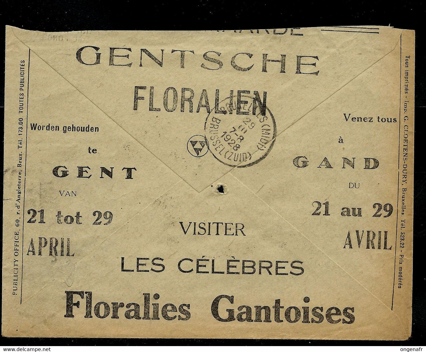 Env. Chèques Postaux: Floralies Gantoises  1928 + Griffe REBUT Et Diverses étiquettes 1928 - Franchise