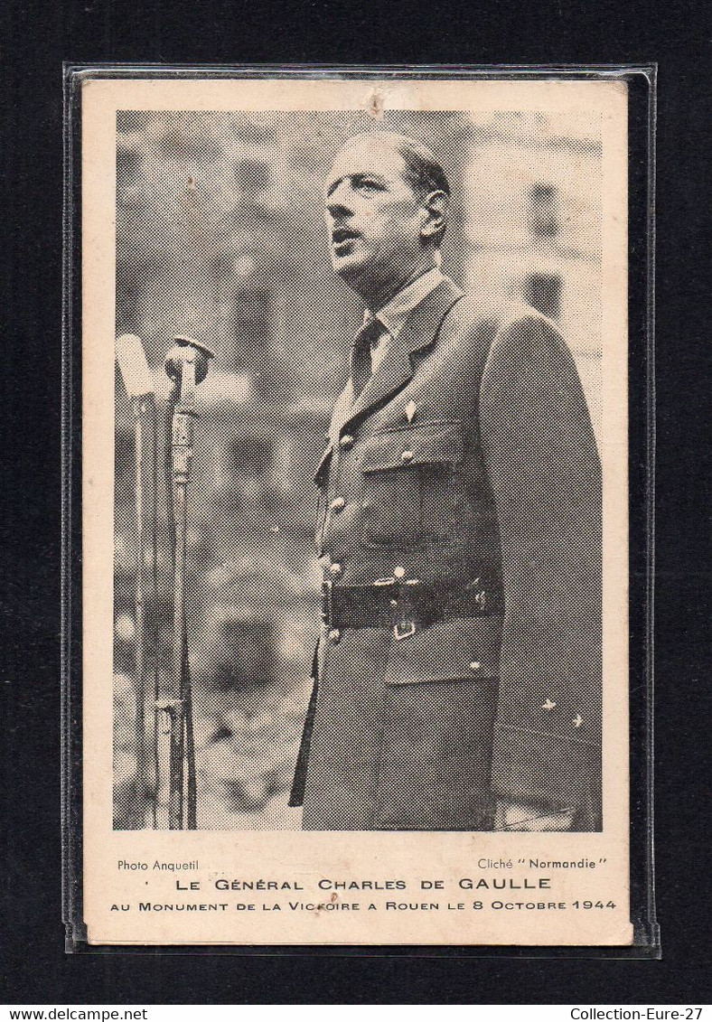 (04/04/21) 76-CPA ROUEN - LE GENERALE DE GAULLE AU MONUMENT DE LA VICTOIRE A ROUEN LE 8 OCTOBRE 1944 - Rouen