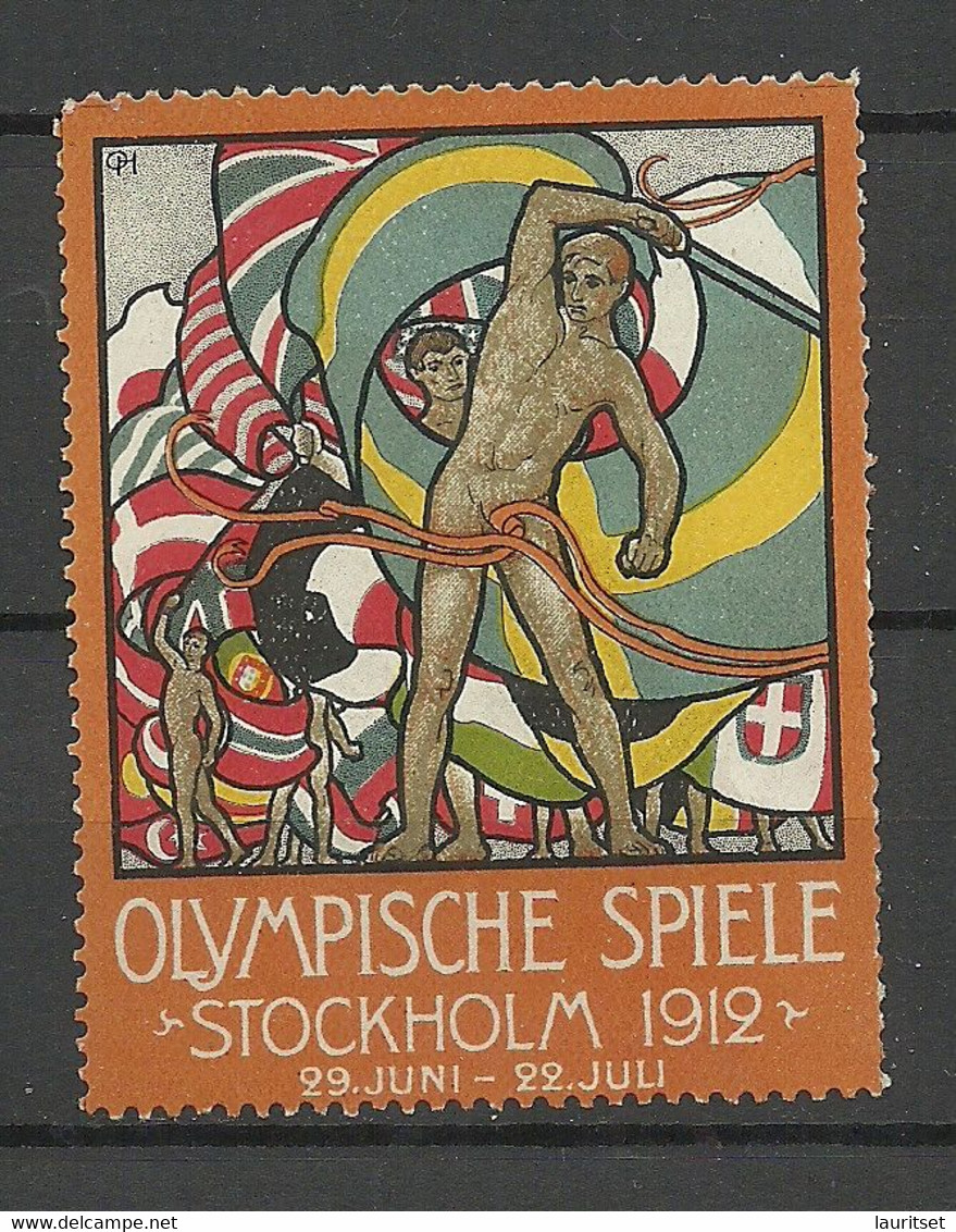 SCHWEDEN Sweden 1912 Vignette Olympische Spiele Stockholm Olympic Games Advertising Text Auf Deutsch (*) - Sommer 1912: Stockholm