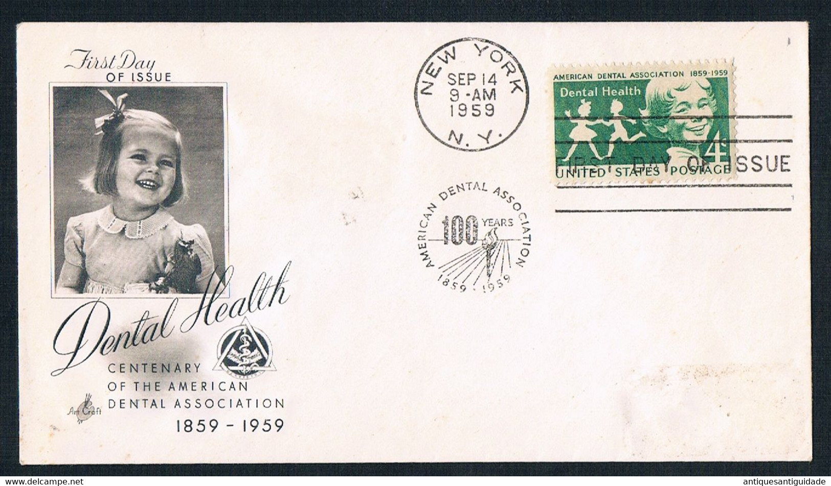FDC - 1959 -  New York - Dental Health 100 Years - Centenary Of The American Dental Association  4 - Cents - 1951-1960