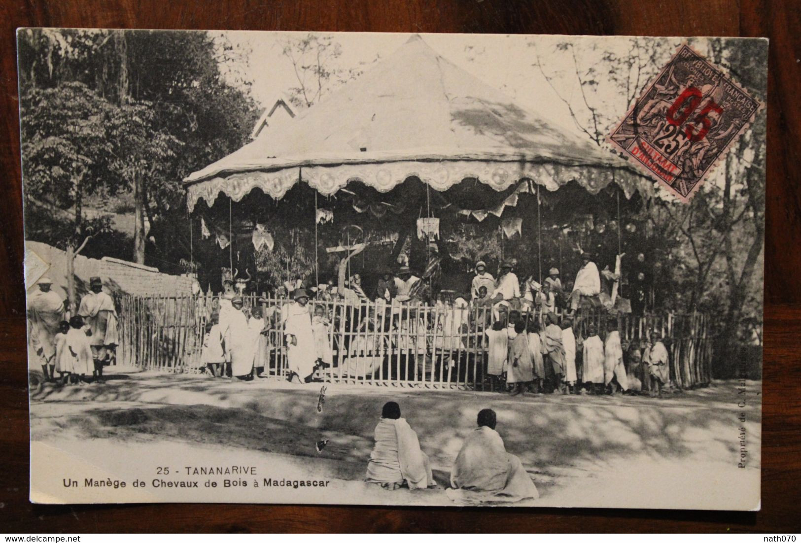 CPA Ak 1914 Sultanat Anjouan France Madagascar Manège De Chevaux De Bois Cover Suisse - Storia Postale