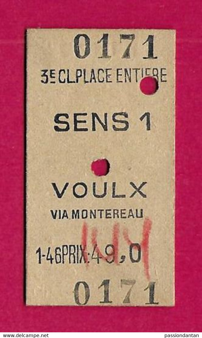 Trois Titres De Transport Ferroviaires - Un Ticket Pour La Liaison Sens - Voulx Via Montereau En Particulier - Europa